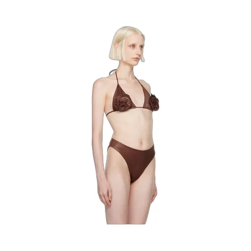 Rose-Embellished Triangle Bikini Top