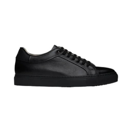 Black Leather Trainers Basso