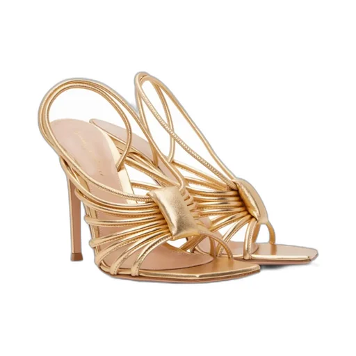 Gianvito Rossi Hellen Metal Effect Caged Sandals