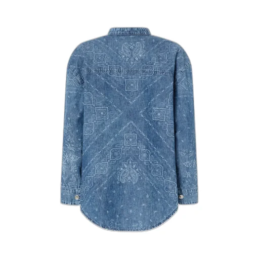 Pinko Bandana Print Long-Sleeve Denim Top