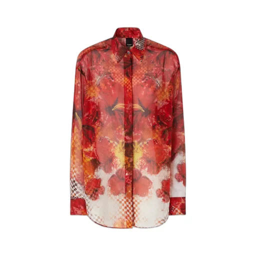 Pinko Checkered Flower Print Shirt
