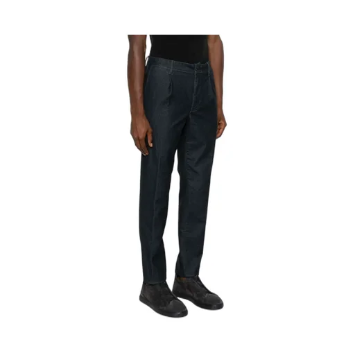 Herringbone-Pattern Tapered Trousers