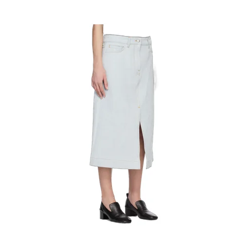 Slit-Detail Denim Midi Skirt