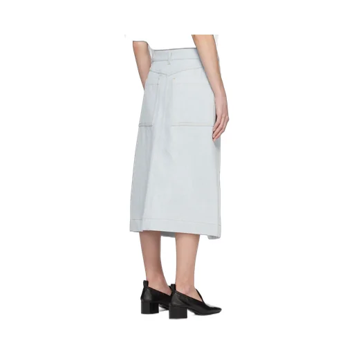 Slit-Detail Denim Midi Skirt