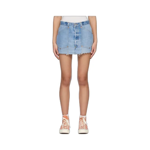 Re/Done Blue Levi's Edition Denim Workwear Skirt