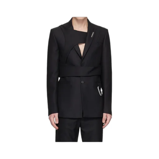 Carabiner-Detail Striped Blazer