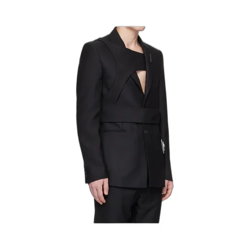 Carabiner-Detail Striped Blazer