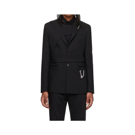 Carabiner-Detail Striped Blazer
