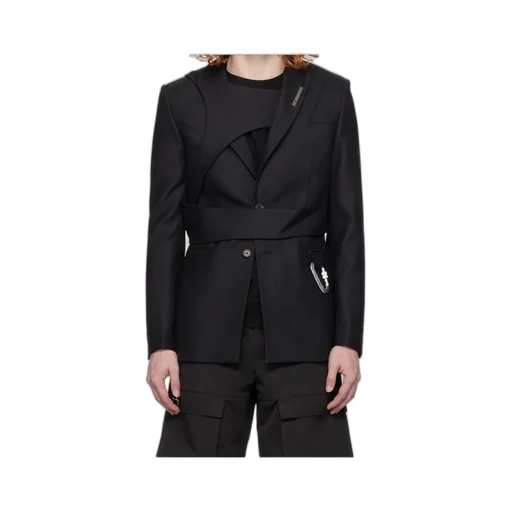 Carabiner-Detail Striped Blazer
