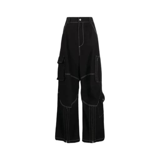Contrast-Stitch Biker Pants