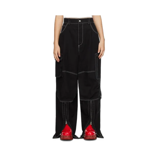 Contrast-Stitch Biker Pants