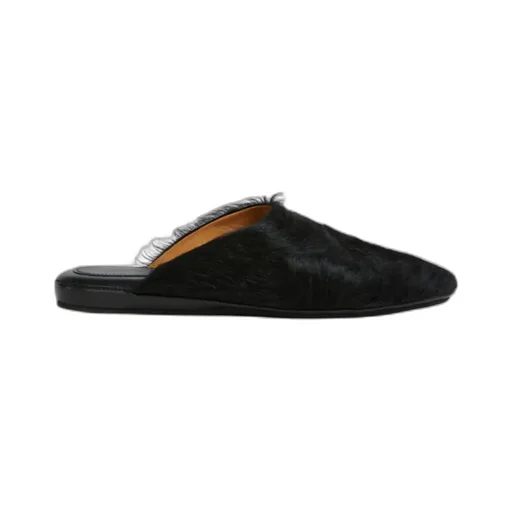 Black Long-Hair Calfskin Sabot