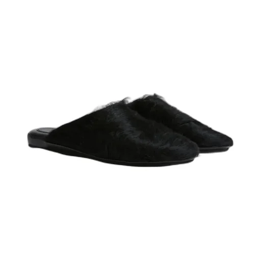 Black Long-Hair Calfskin Sabot
