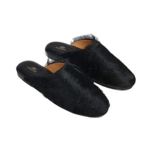 Black Long-Hair Calfskin Sabot
