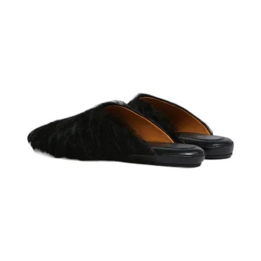 Black Long-Hair Calfskin Sabot