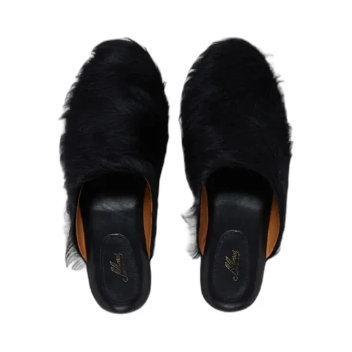 Black Long-Hair Calfskin Sabot