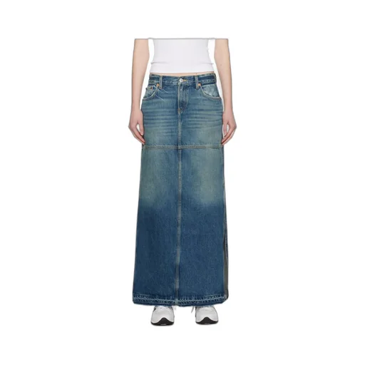 Mid-Rise Maxi Denim Skirt