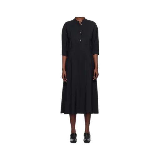 Pleat-Detailing Twill Dress