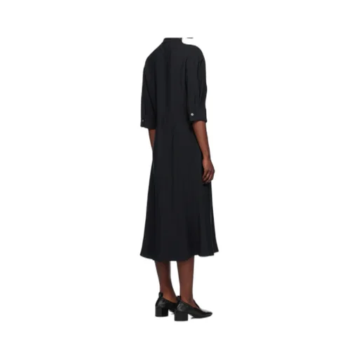 Pleat-Detailing Twill Dress