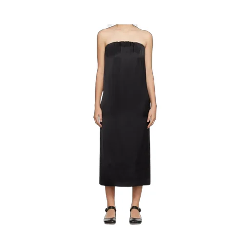 Siple Strapless Satin Midi Dress
