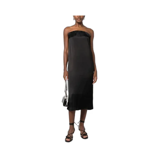 Siple Strapless Satin Midi Dress