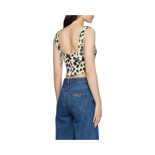 Dalmatian-Print Denim Corset Top