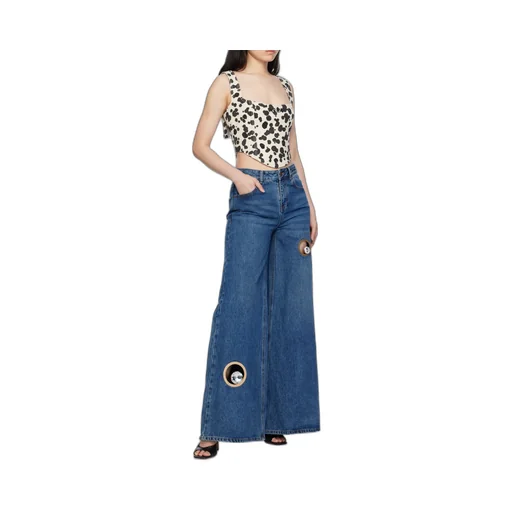 Dalmatian-Print Denim Corset Top