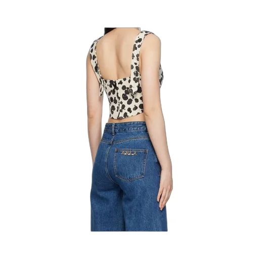 Dalmatian-Print Denim Corset Top