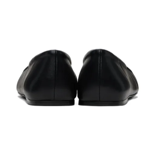 Black Nappa Leather Little Bow Ballet Flat