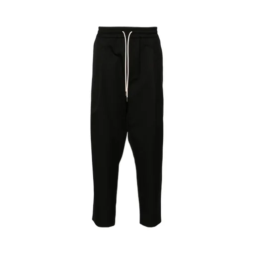 Drawstring Twill Cropped Trousers
