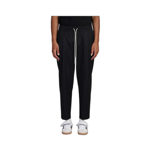 Drawstring Twill Cropped Trousers