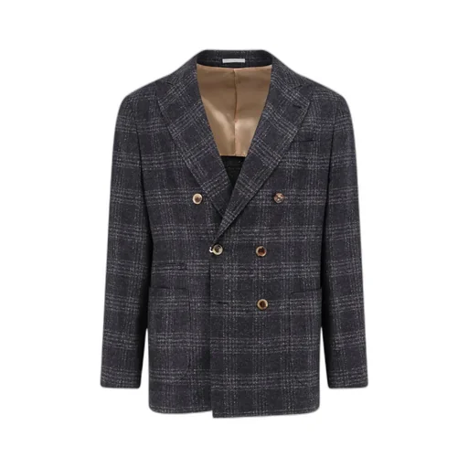 Brunello Cucinelli Double-Breasted Checked Blazer