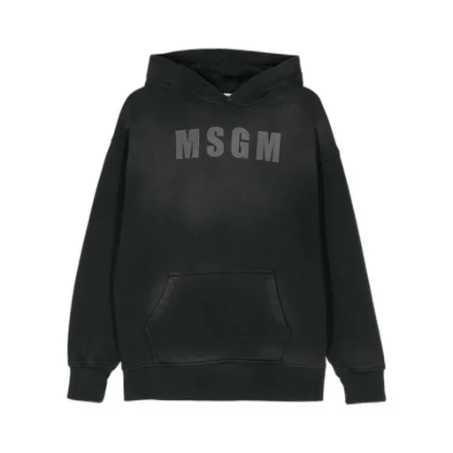 Msgm Kids Logo Printed Straight Hem Hoodie