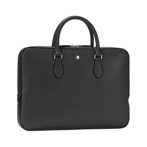 Logo-Plaque Leather Laptop Bag