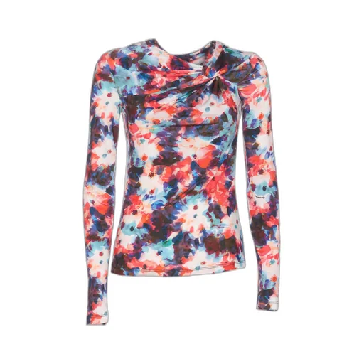 Hybrid Flower-Print Knot-Detail Jersey Top