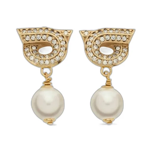 Gancini Pearl And Crystal Earrings