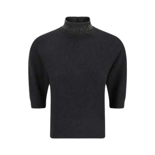 Brunello Cucinelli Short-Sleeved Ribbed Top