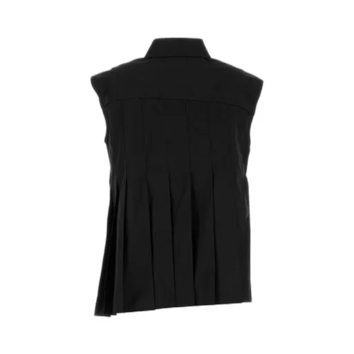 Sacai Pleated Sleeveless Poplin Shirt