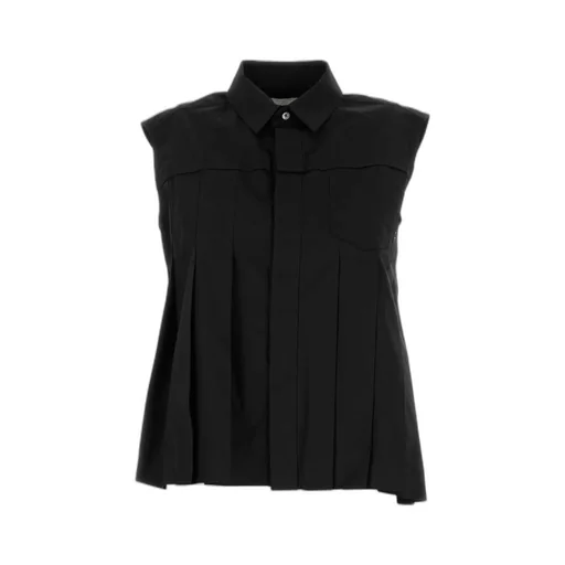 Sacai Pleated Sleeveless Poplin Shirt