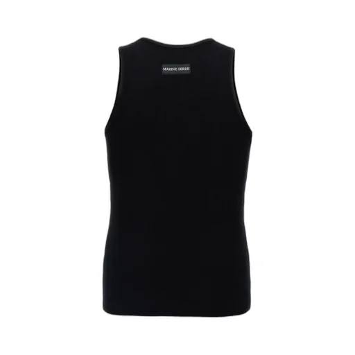 Marine Serre Logo Embroidered Ribbed Tank Top