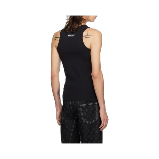 Marine Serre Logo Embroidered Ribbed Tank Top
