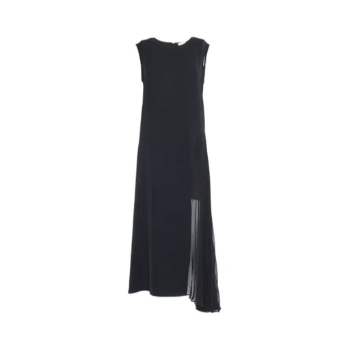 P.A.R.O.S.H. Pleated Sheer Detailed Sleeveless Dress