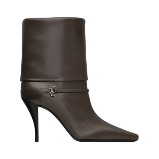 Saint Laurent Logo Plaque Pointed Toe Boots