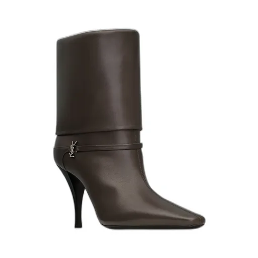 Saint Laurent Logo Plaque Pointed Toe Boots