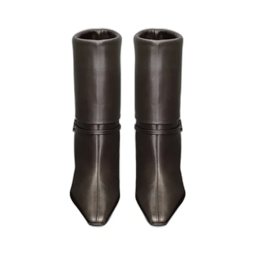 Saint Laurent Logo Plaque Pointed Toe Boots
