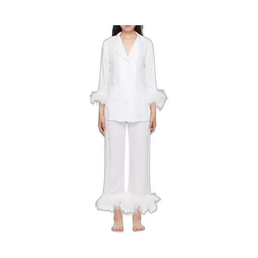 Feather Trim Pajama Set