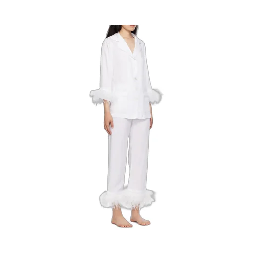 Feather Trim Pajama Set