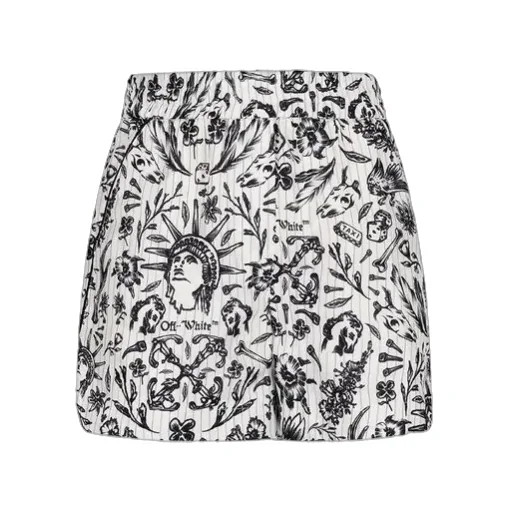 Off-White All-Over Patterned Pajama Shorts