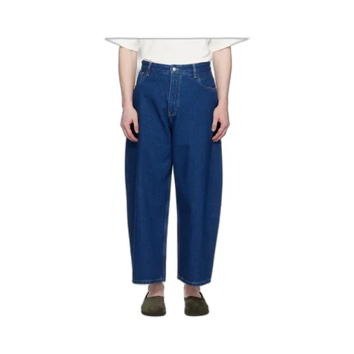 Studio Nicholson Logo Patch Cropped Wide-Leg Jeans