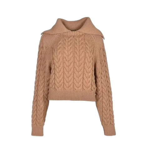 Patou Sailor Collared Cable-Knit Sweater